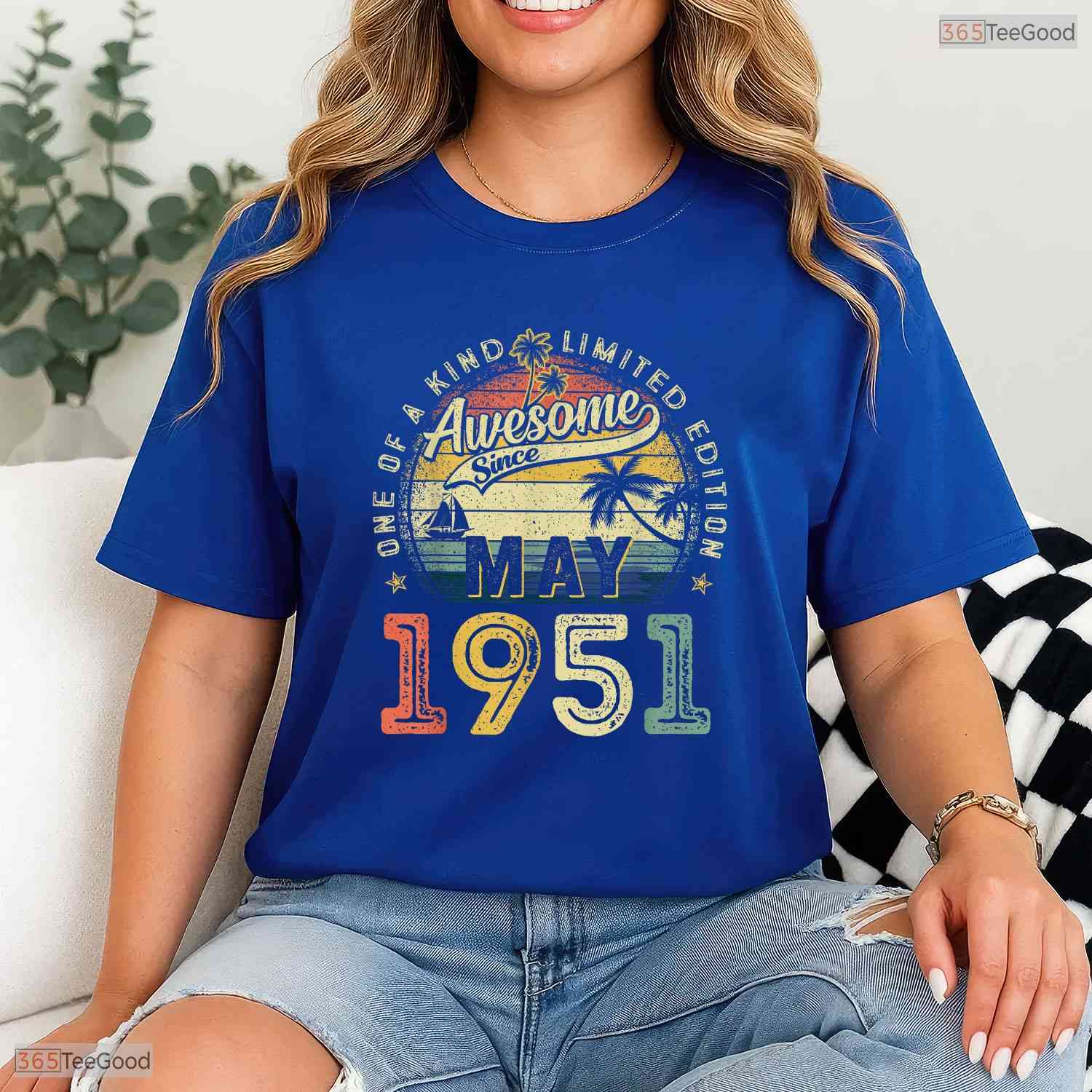 Vintage Awesome Since May 1951 T-Shirt- 75th May Birthday Celebration Shirt