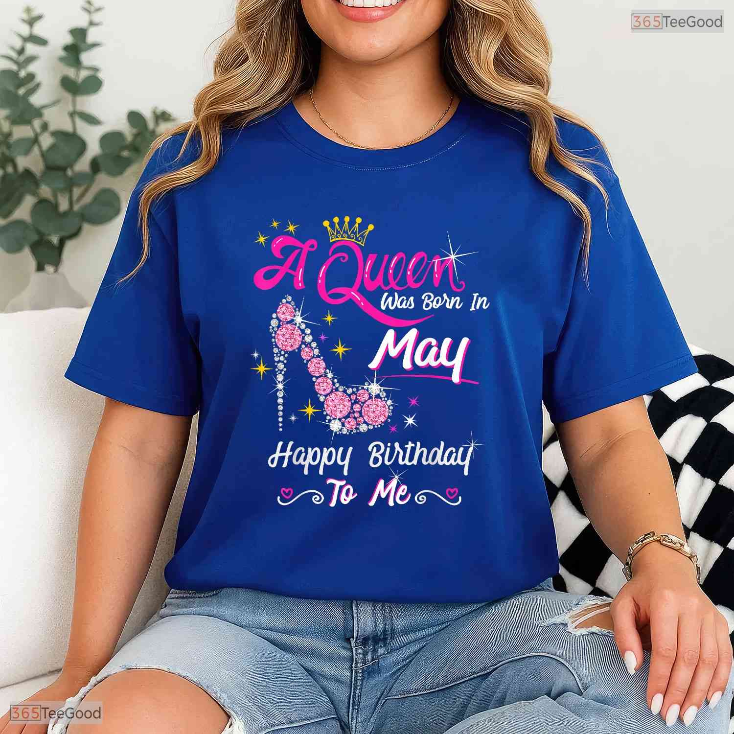 High Heel A Queen Was Born In May T-Shirt- Unique May Birthday Shirt For Her