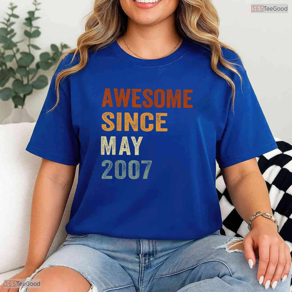 Retro Awesome Since May 2007 T-Shirt- Best 19th May Birthday Shirt For Him