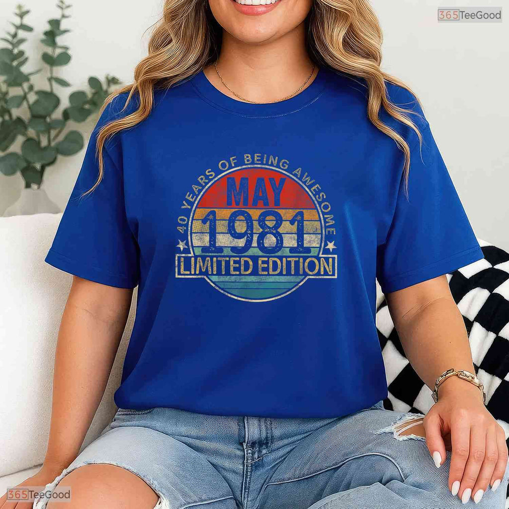 Vintage May 1981 Limited Edition T-Shirt- Awesome 45th May Birthday Shirt