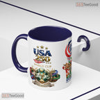 Football Soccer 2026 Tournament Mascots USA Canada Mexico Colorful Ceramic Accent Mug