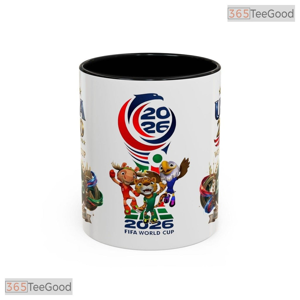 Football Soccer 2026 Tournament Mascots USA Canada Mexico Colorful Ceramic Accent Mug