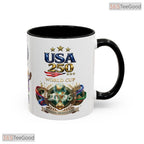 Football Soccer 2026 Tournament Mascots USA Canada Mexico Colorful Ceramic Accent Mug