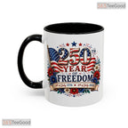 250 Year Of Freedom 4th July American Flag Floral Two Tone Premium Ceramic Accent Mug