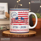 Custom 250 Years America Ceramic Mug - USA 1776-2026 Commemorative Patriotic Accent Mug