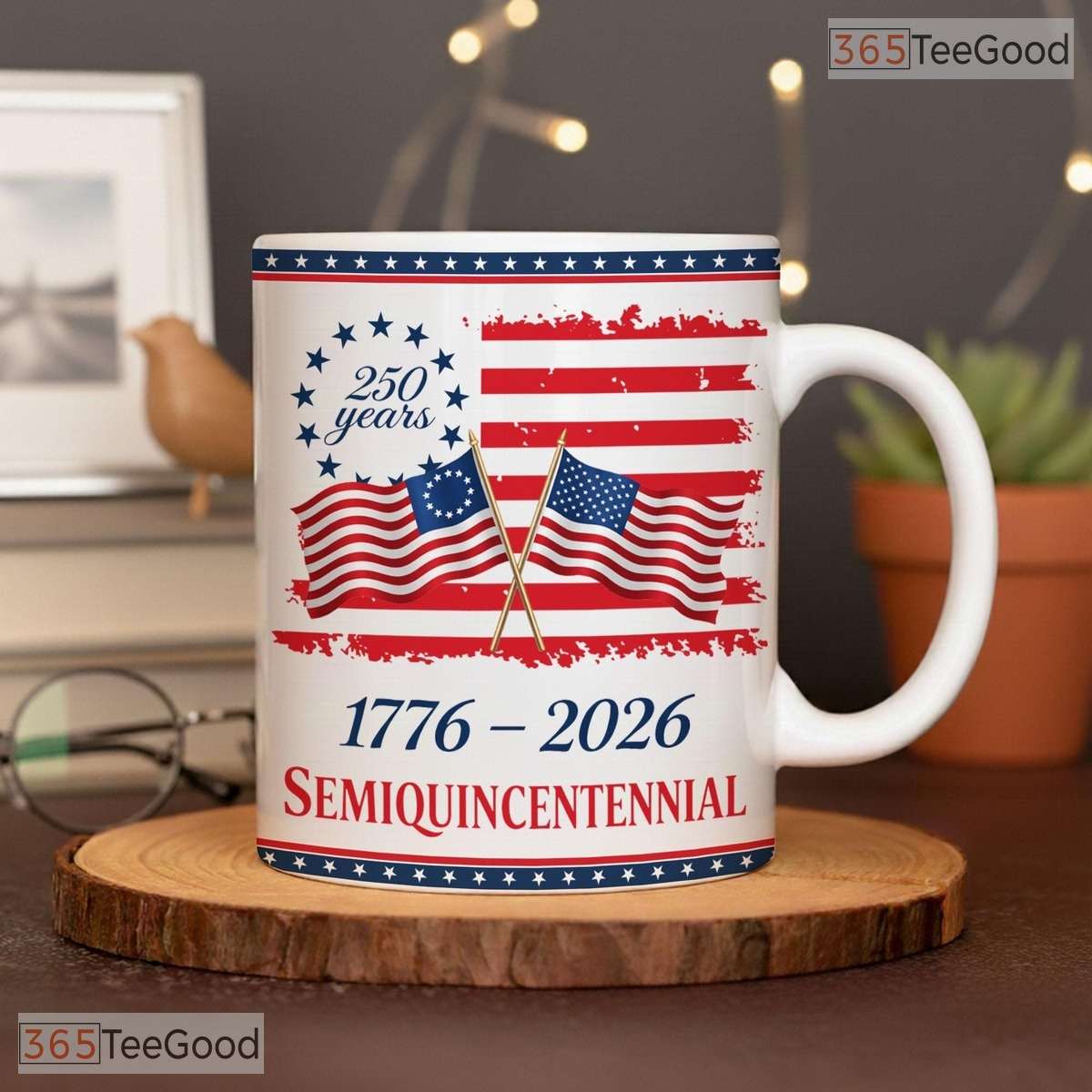 Custom 250 Years America Ceramic Mug - USA 1776-2026 Commemorative Patriotic Accent Mug