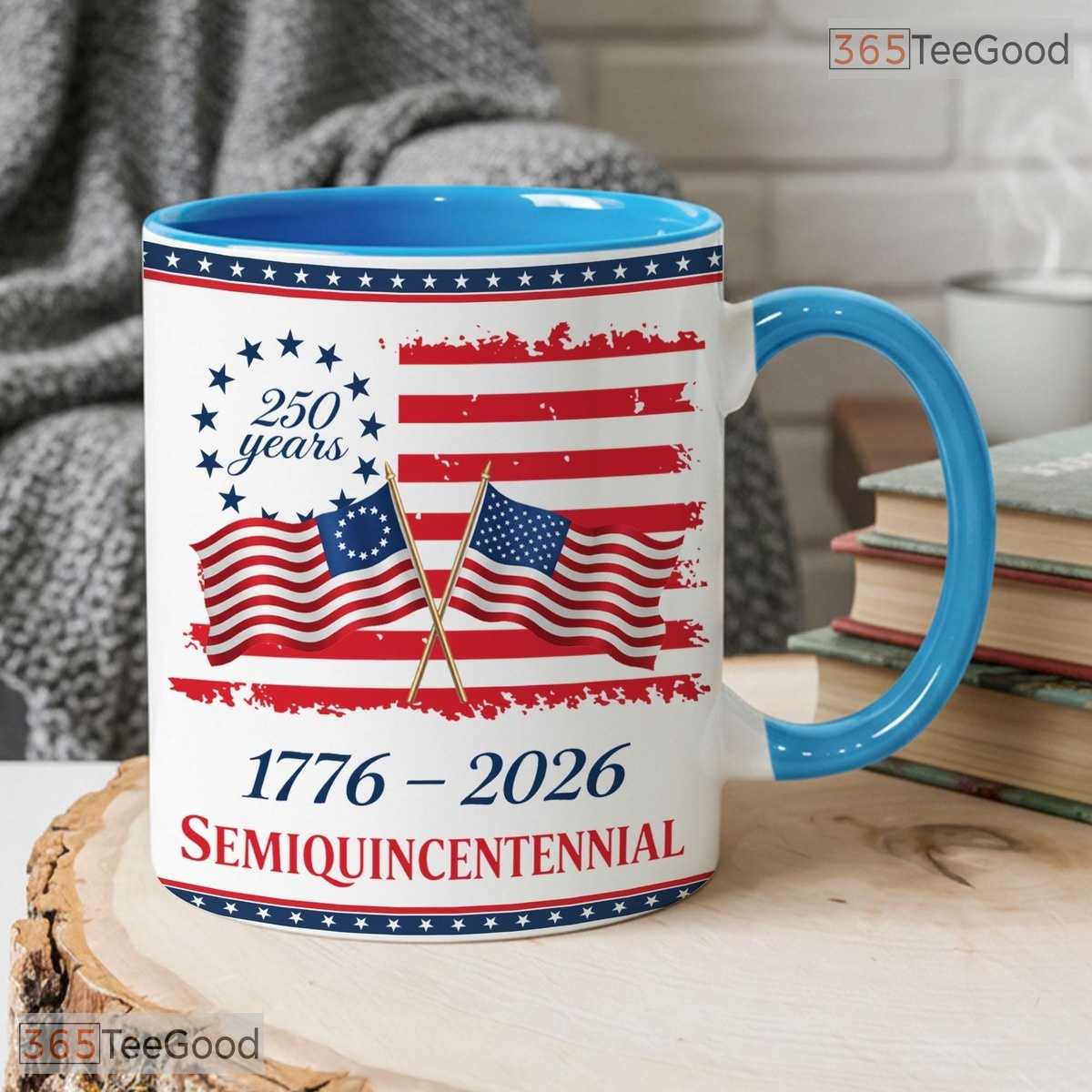 Custom 250 Years America Ceramic Mug - USA 1776-2026 Commemorative Patriotic Accent Mug