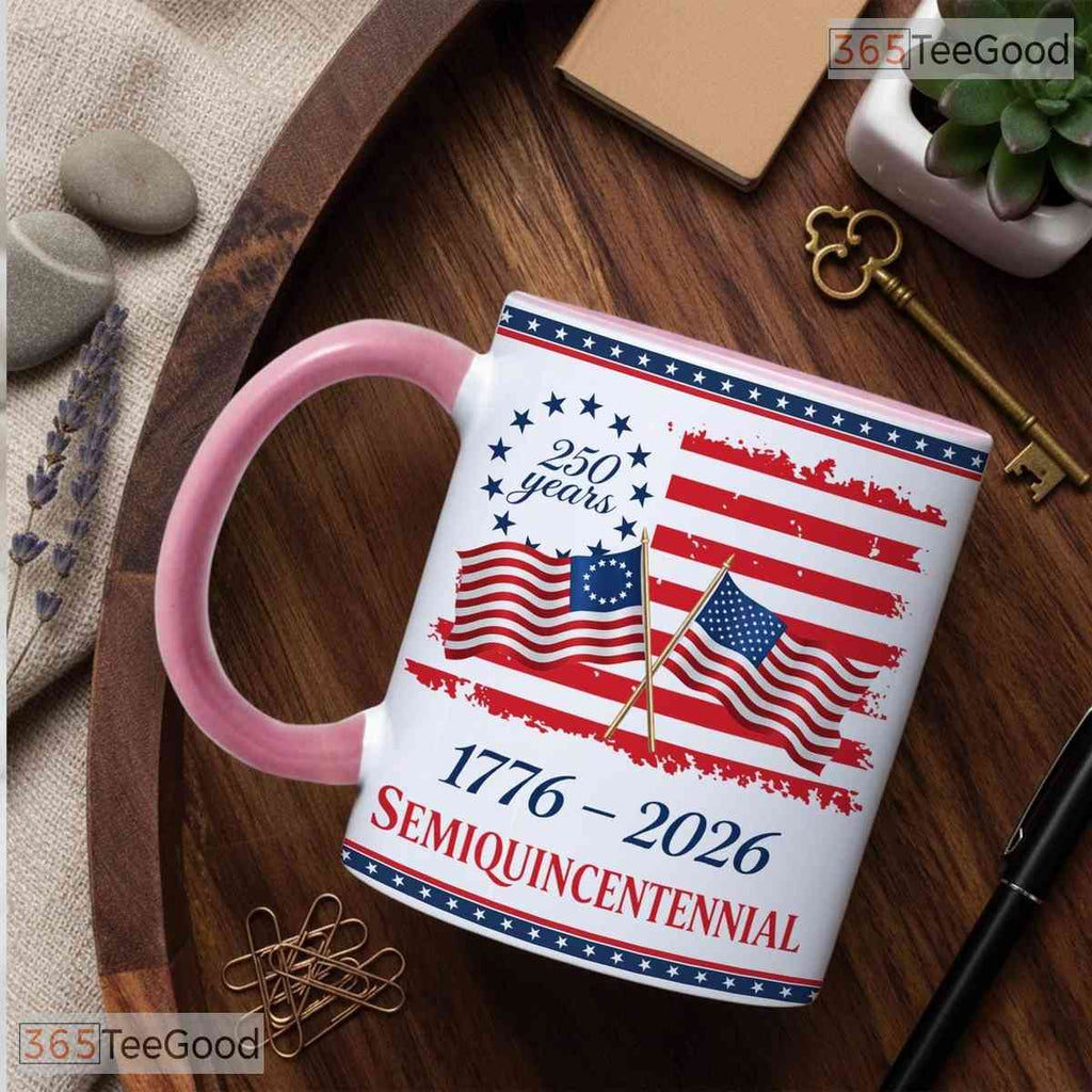 Custom 250 Years America Ceramic Mug - USA 1776-2026 Commemorative Patriotic Accent Mug