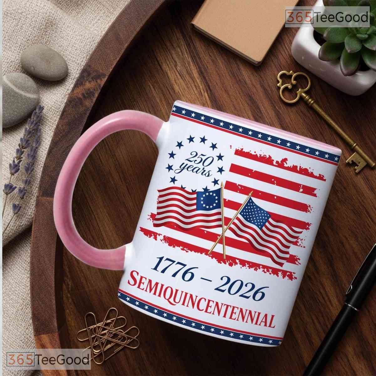 Custom 250 Years America Ceramic Mug - USA 1776-2026 Commemorative Patriotic Accent Mug