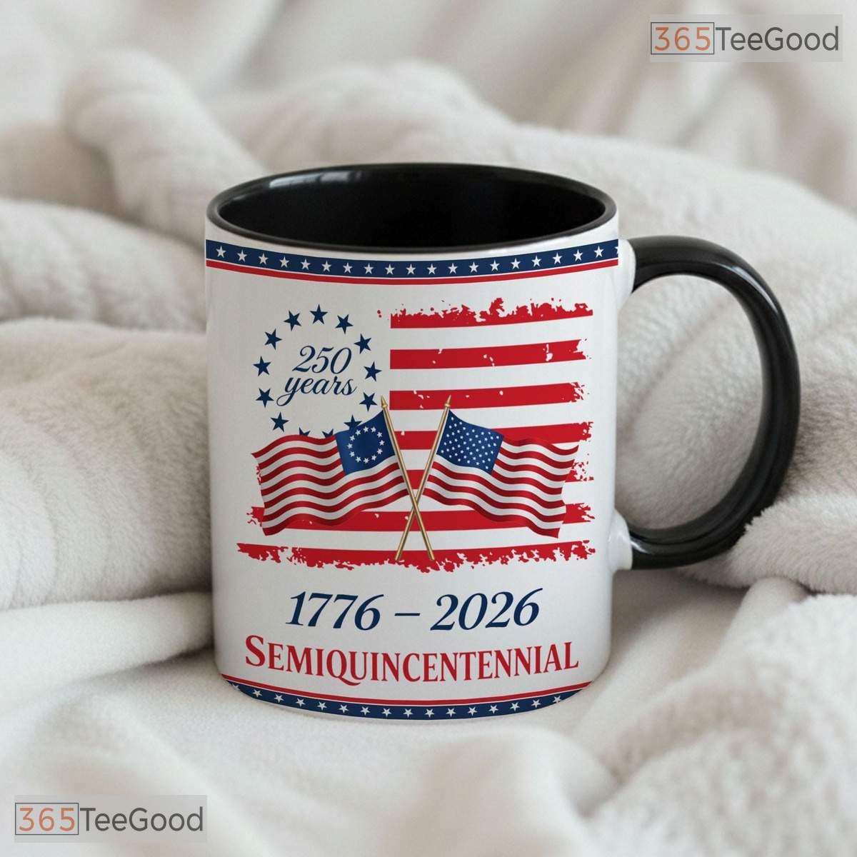 Custom 250 Years America Ceramic Mug - USA 1776-2026 Commemorative Patriotic Accent Mug