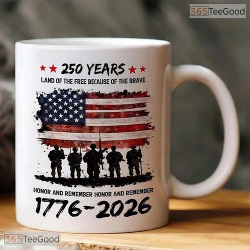 250 Years Land Of The Free 1776 To 2026 Independence Two Tone Ceramic Accent Coffee Mug