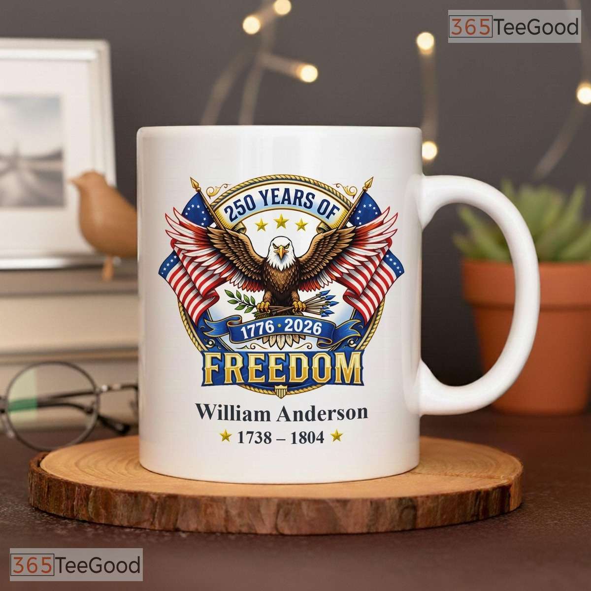 Personalized 250 Years of Freedom Mug - Custom Patriot Ancestry Ceramic Accent Mug