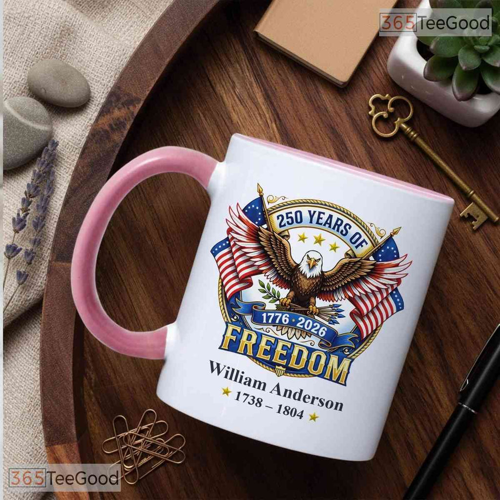 Personalized 250 Years of Freedom Mug - Custom Patriot Ancestry Ceramic Accent Mug