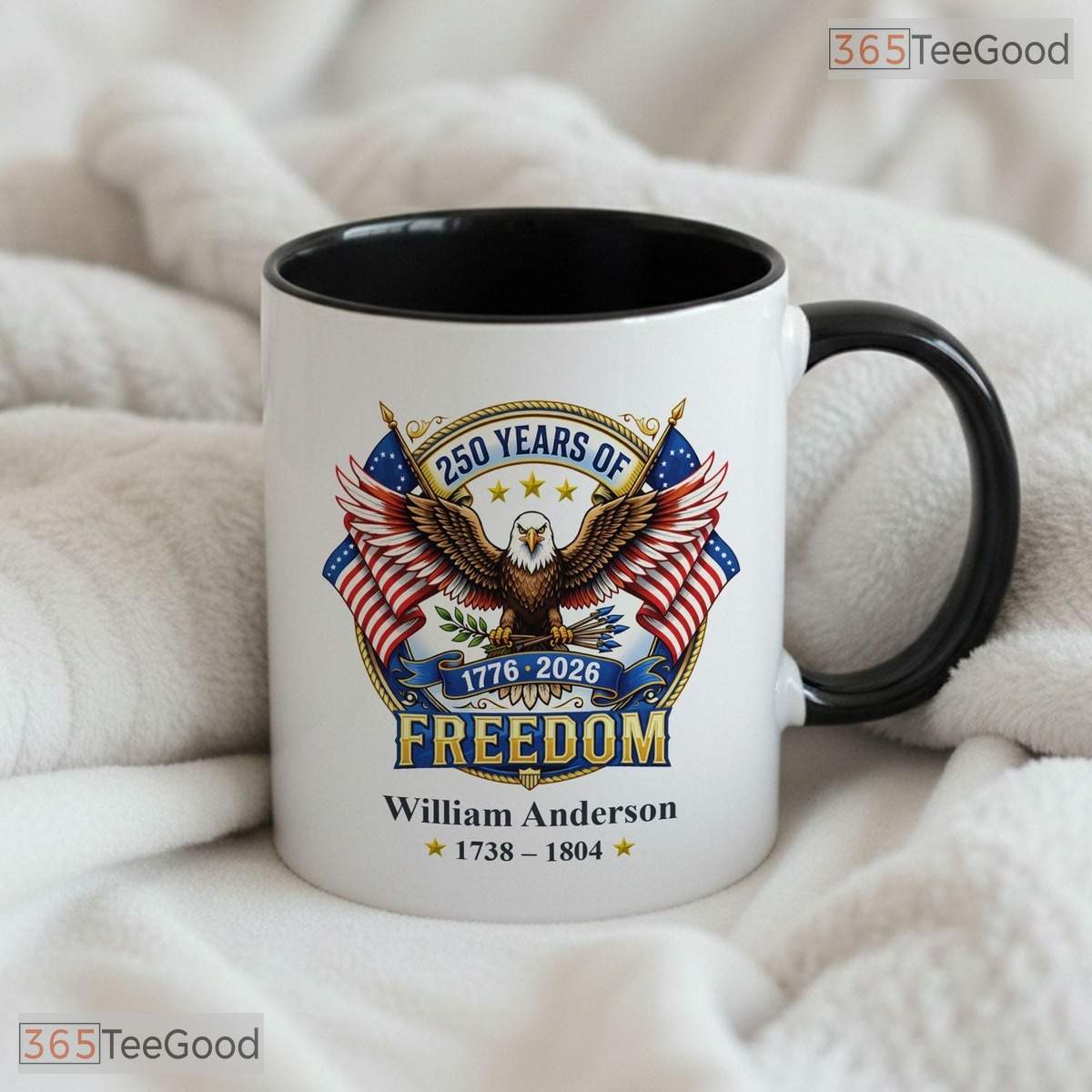 Personalized 250 Years of Freedom Mug - Custom Patriot Ancestry Ceramic Accent Mug
