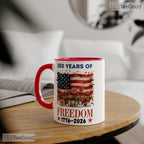 250 Years of Freedom Flag Floral Mug - Patriotic 1776-2026 US Anniversary Accent Mug