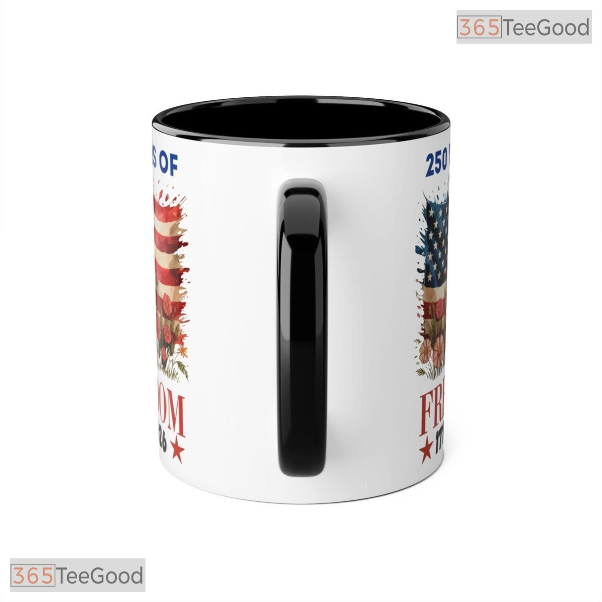 250 Years of Freedom Flag Floral Mug - Patriotic 1776-2026 US Anniversary Accent Mug