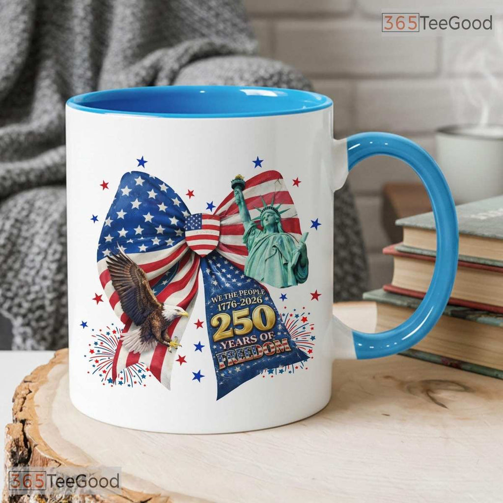 250 Years of Freedom Mug - Patriotic Eagle USA 250th Anniversary Ceramic Accent Mug