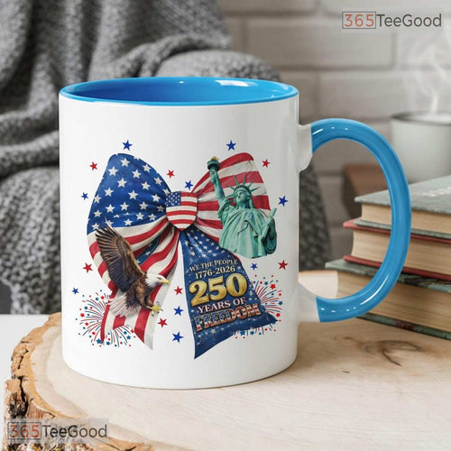250 Years of Freedom Mug - Patriotic Eagle USA 250th Anniversary Ceramic Accent Mug