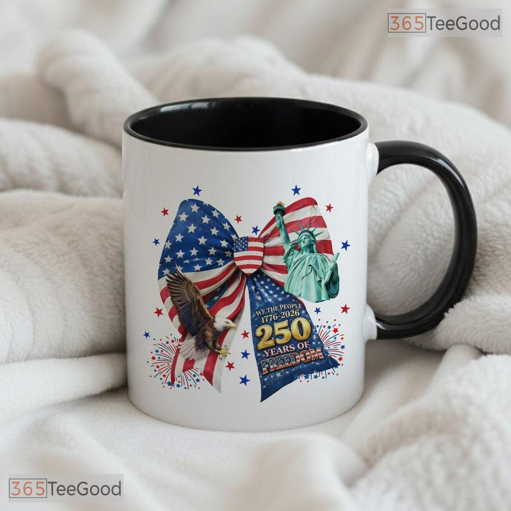 250 Years of Freedom Mug - Patriotic Eagle USA 250th Anniversary Ceramic Accent Mug