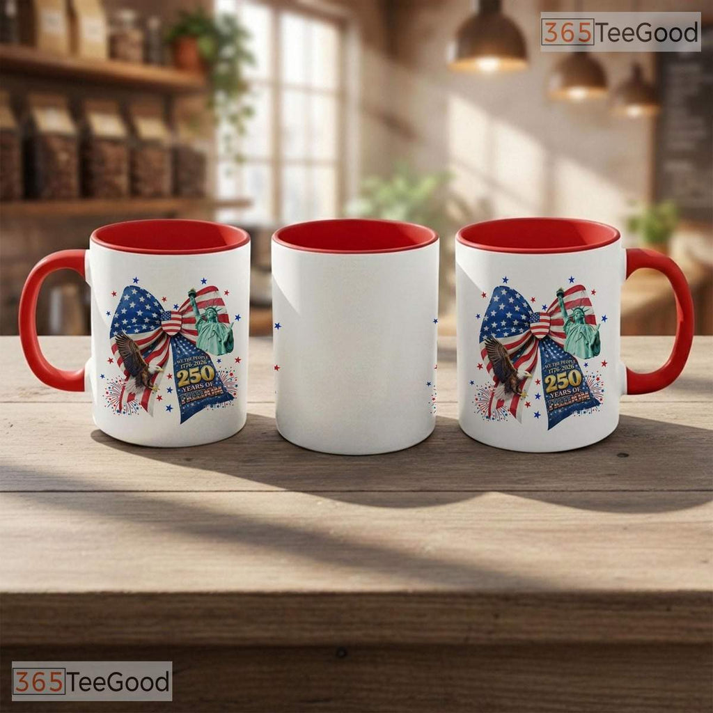250 Years of Freedom Mug - Patriotic Eagle USA 250th Anniversary Ceramic Accent Mug