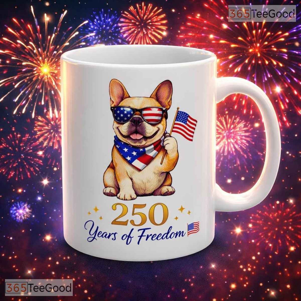 US Patriotic French Bulldog Dog Lover 4th Of July Gift Independence Ceramic Accent Mug