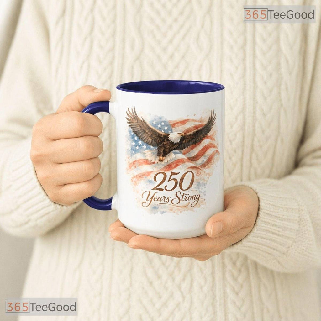 America 250 Years Strong Patriotic Eagle Anniversary Keepsake Ceramic Accent Coffee Mug
