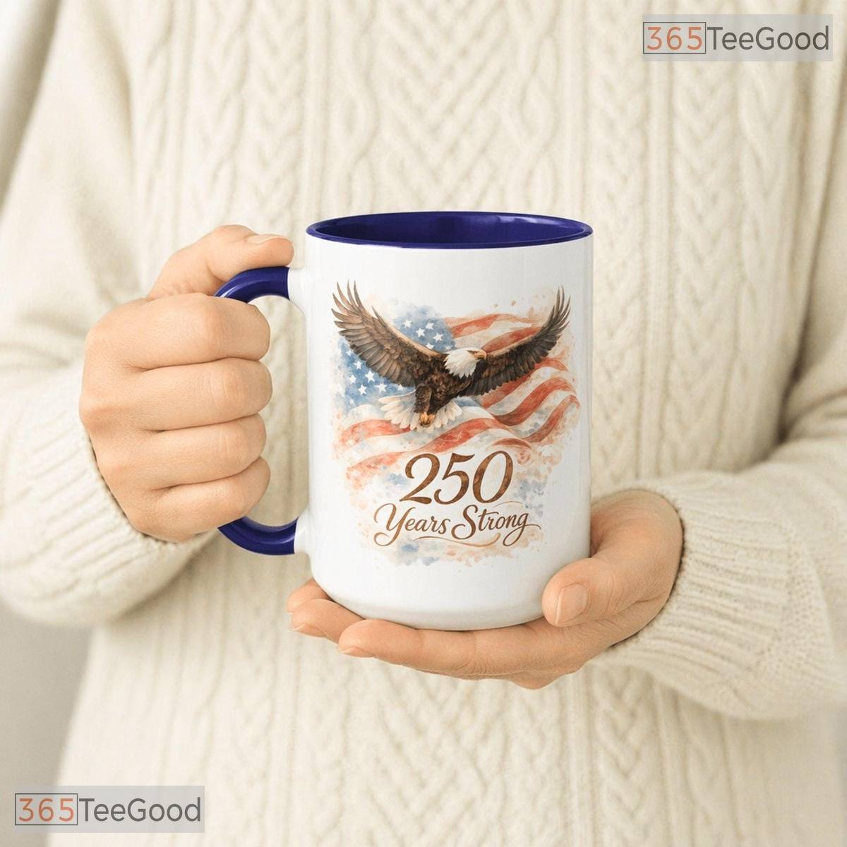 America 250 Years Strong Patriotic Eagle Anniversary Keepsake Ceramic Accent Coffee Mug