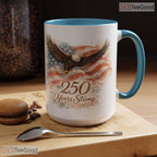 America 250 Years Strong Patriotic Eagle Anniversary Keepsake Ceramic Accent Coffee Mug