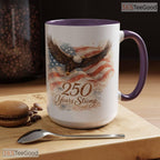 America 250 Years Strong Patriotic Eagle Anniversary Keepsake Ceramic Accent Coffee Mug