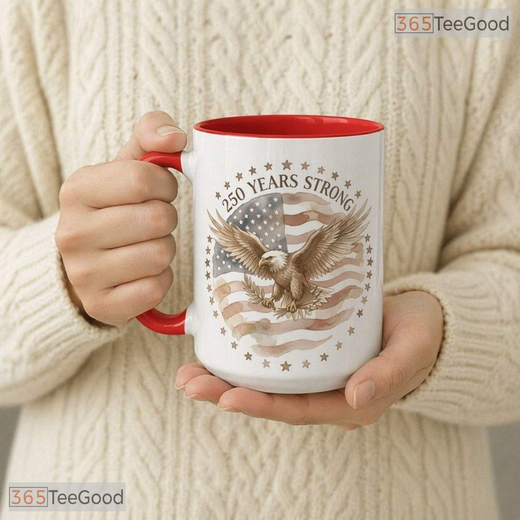 250 Years Strong Patriotic Eagle 1776 To 2026 USA American Colorful Ceramic Accent Mug
