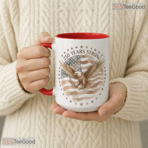 250 Years Strong Patriotic Eagle 1776 To 2026 USA American Colorful Ceramic Accent Mug
