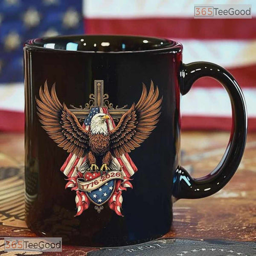 250 Years USA Anniversary Patriotic Eagle US Flag 1776 2026 Two Tone Ceramic Accent Mug