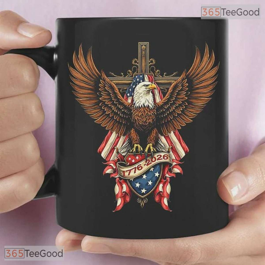 250 Years USA Anniversary Patriotic Eagle US Flag 1776 2026 Two Tone Ceramic Accent Mug