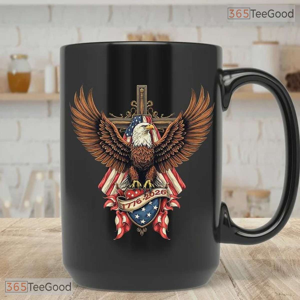 250 Years USA Anniversary Patriotic Eagle US Flag 1776 2026 Two Tone Ceramic Accent Mug