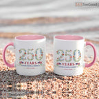 250 Years USA Mug - Floral Patriotic America 1776-2026 Anniversary Ceramic Accent Mug