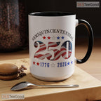 Retro USA 250th Anniversary Mug - Independence Day Patriotic Gift Ceramic Accent Mug