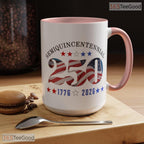 Retro USA 250th Anniversary Mug - Independence Day Patriotic Gift Ceramic Accent Mug
