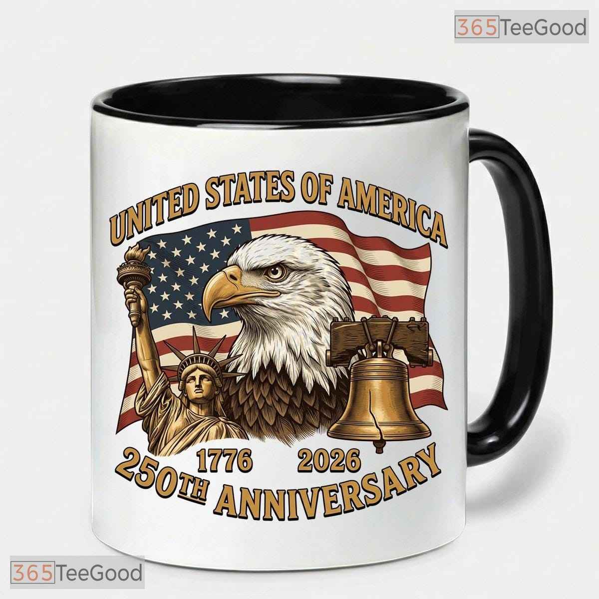 250th Anniversary Patriotic Bald Eagle USA Flag American Veteran Ceramic Accent Mug