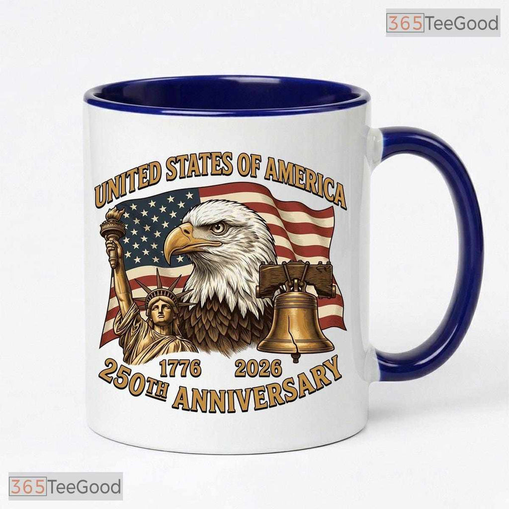 250th Anniversary Patriotic Bald Eagle USA Flag American Veteran Ceramic Accent Mug