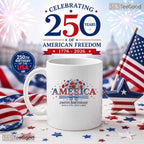4th Of July Patriotic America 250th Birthday Red White Blue Ceramic Accent Coffee Mug