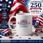 4th Of July Patriotic America 250th Birthday Red White Blue Ceramic Accent Coffee Mug