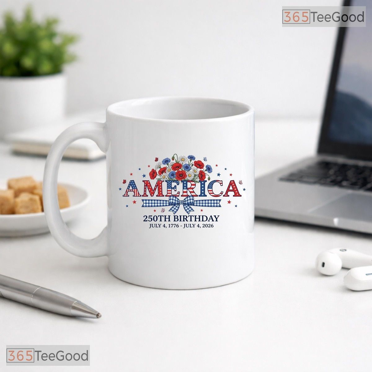 4th Of July Patriotic America 250th Birthday Red White Blue Ceramic Accent Coffee Mug
