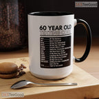 60 Year Old Texting Code Accent Mug - Funny 60th Birthday Gag Gift Ceramic Coffee Cup