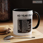 60 Year Old Texting Code Accent Mug - Funny 60th Birthday Gag Gift Ceramic Coffee Cup