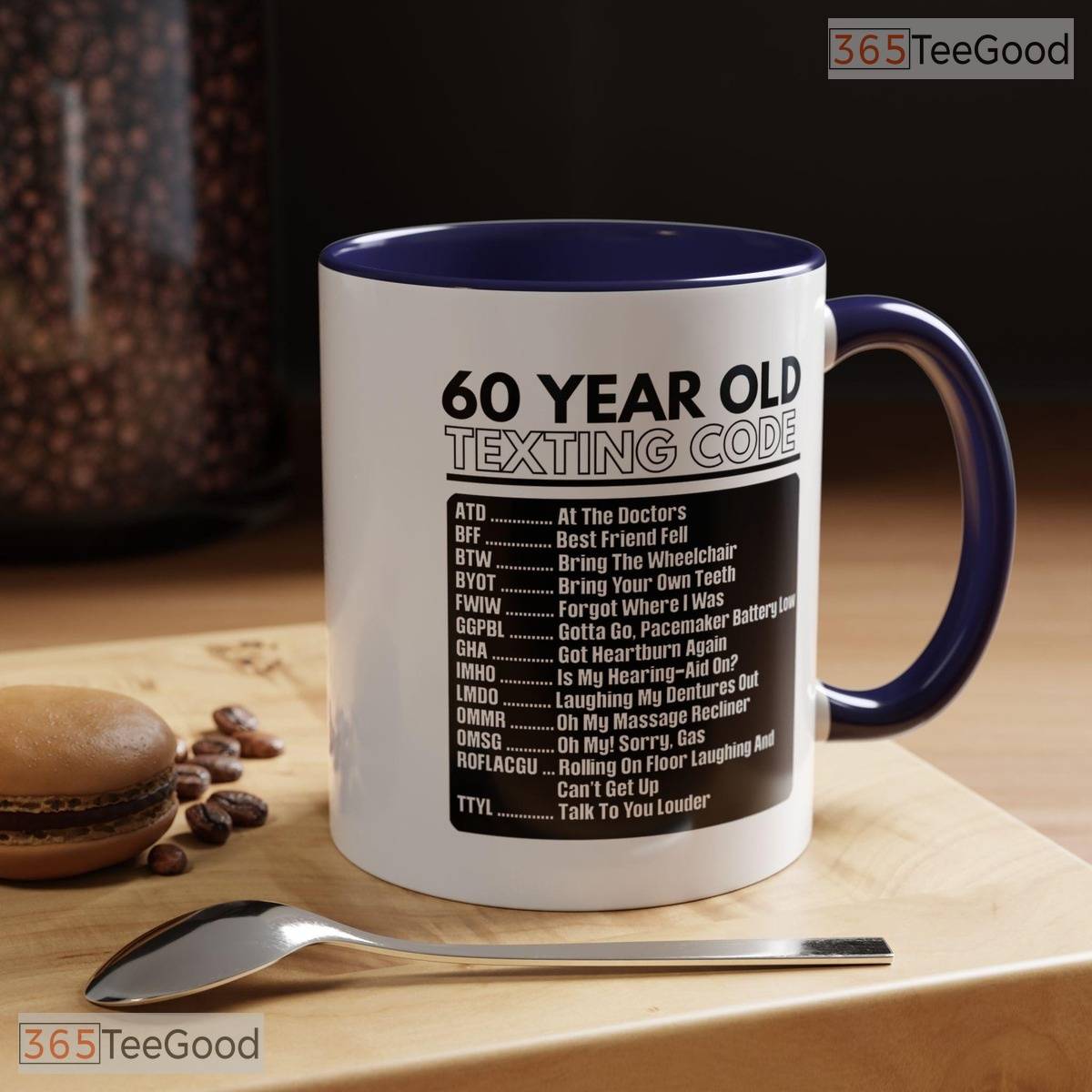 60 Year Old Texting Code Accent Mug - Funny 60th Birthday Gag Gift Ceramic Coffee Cup