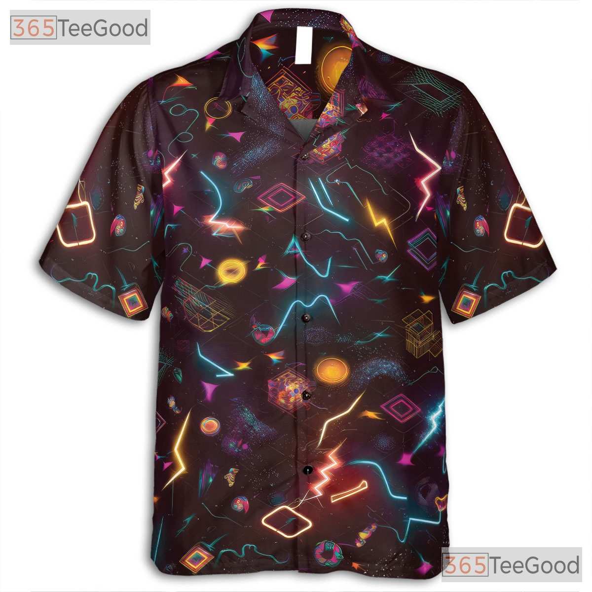 80s Geometric Neon Retro Vaporwave Hawaiian Shirt Unisex Festival Beach
