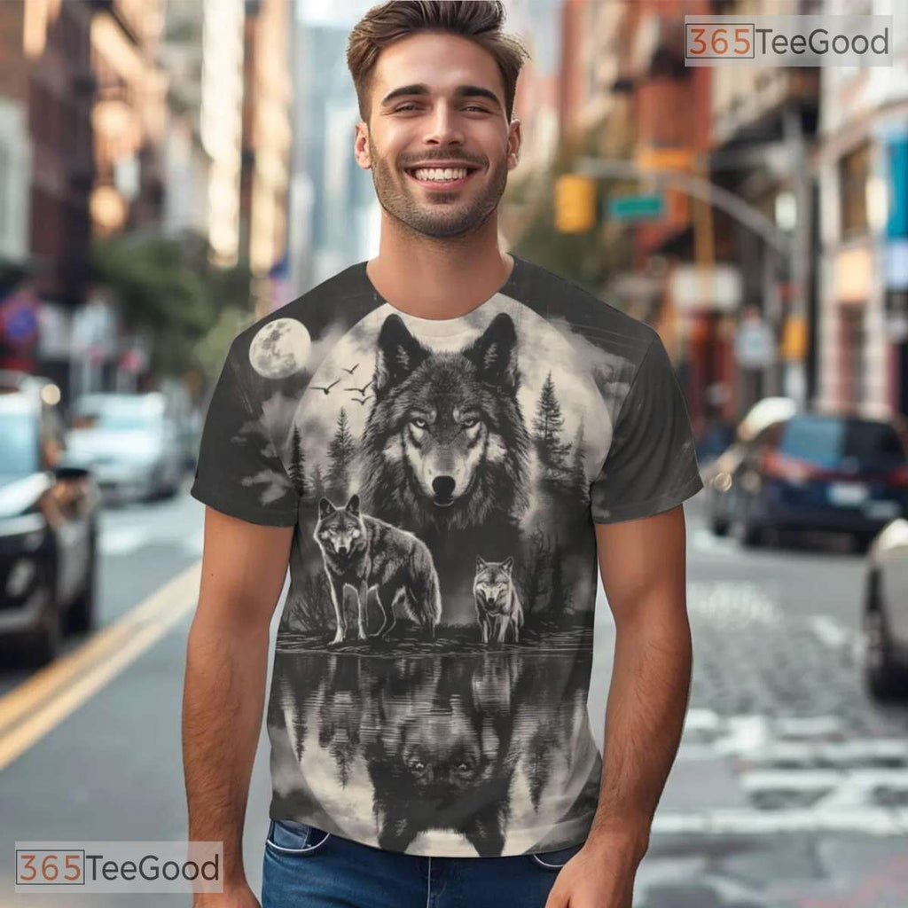 Majestic Wild Wolf Graphic Art 3D Pattern Printed Casual Unisex Tee Shirt Styles