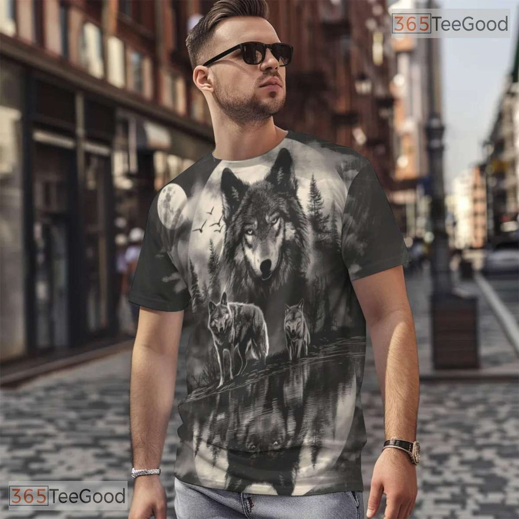 Majestic Wild Wolf Graphic Art 3D Pattern Printed Casual Unisex Tee Shirt Styles