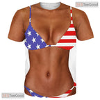 American Flag Fake Abs Muscle Chest 3D Printed Novelty Unisex Tee Shirt Styles