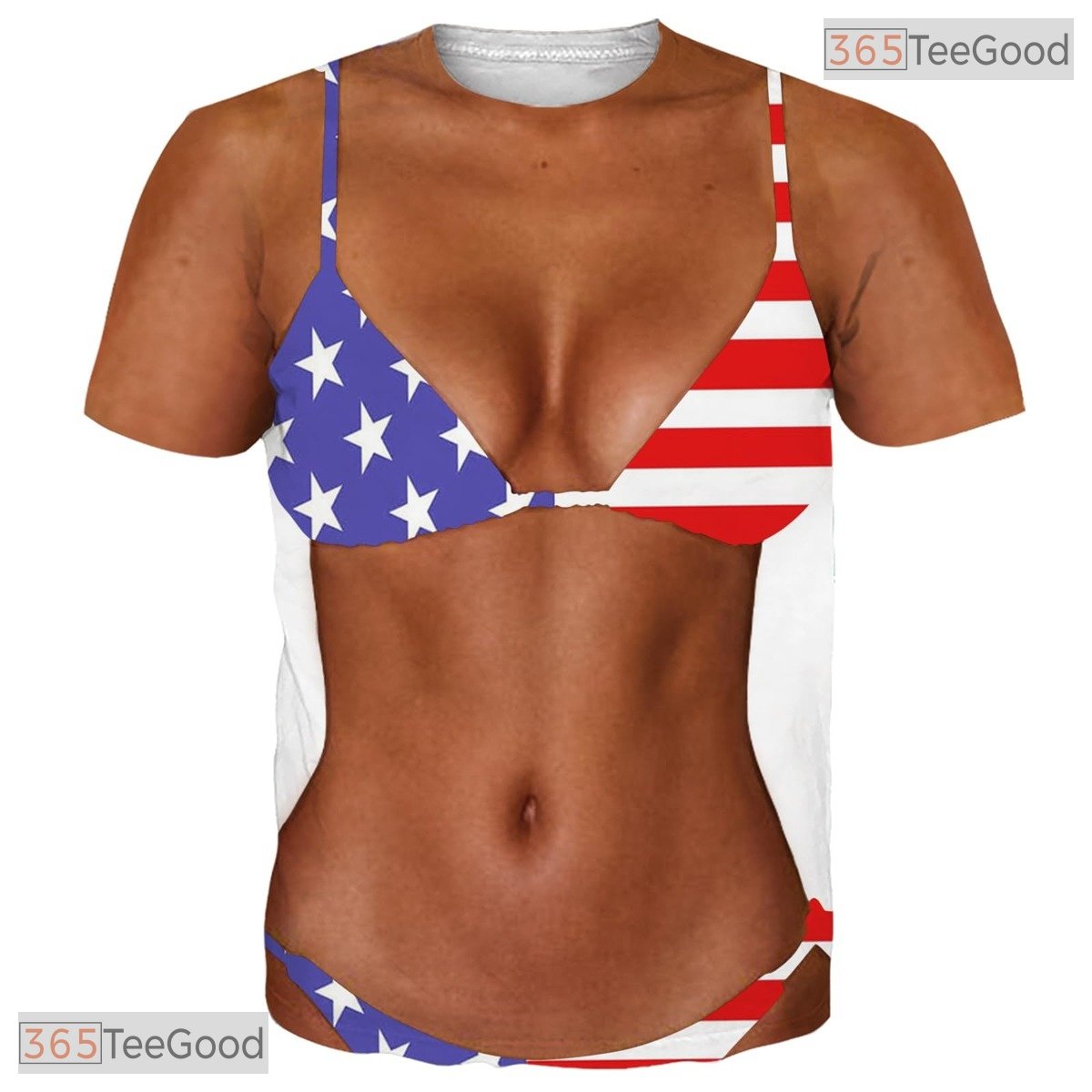 American Flag Fake Abs Muscle Chest 3D Printed Novelty Unisex Tee Shirt Styles